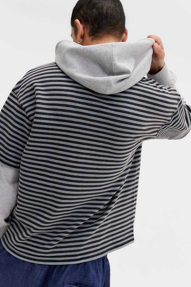 iets frans... Gestreifter Doppellagiger Kapuzenpullover #3
