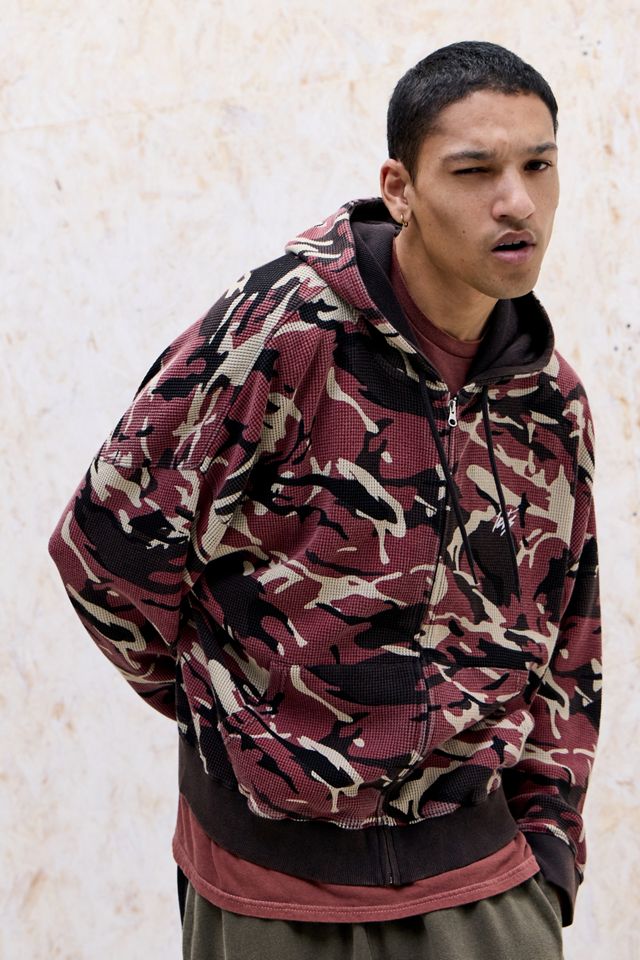iets frans...Sweat à capuche zippé gaufré camouflage rouge #2