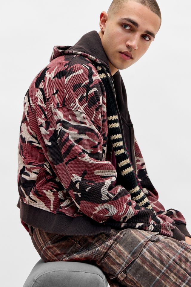 iets frans...Sudadera con Capucha de Waffle Rojo Camuflaje con Cremallera #5