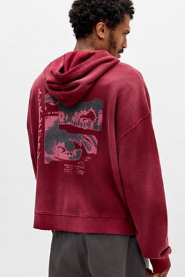Sweat à capuche graphique Archivis rouge à motif gaufré avec fermeture éclair