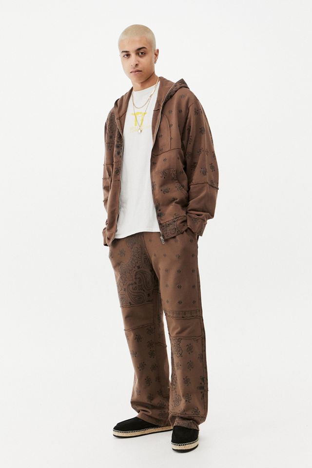 Jaded London Brown Bandana Zip-Up Hoodie | Urban Outfitters UK