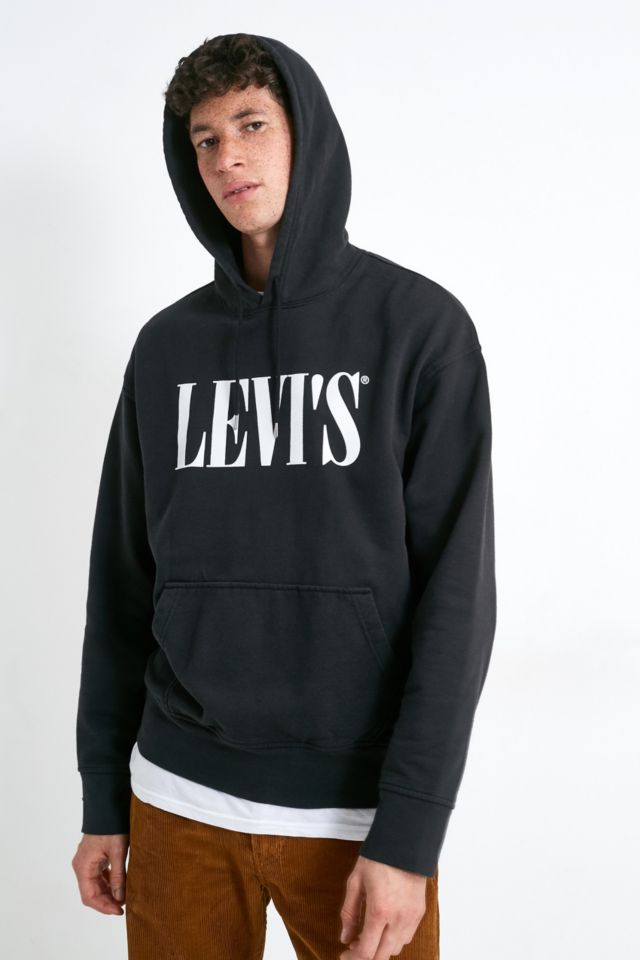 Levi's Serif Logo Black Hoodie | Urban Outfitters UK