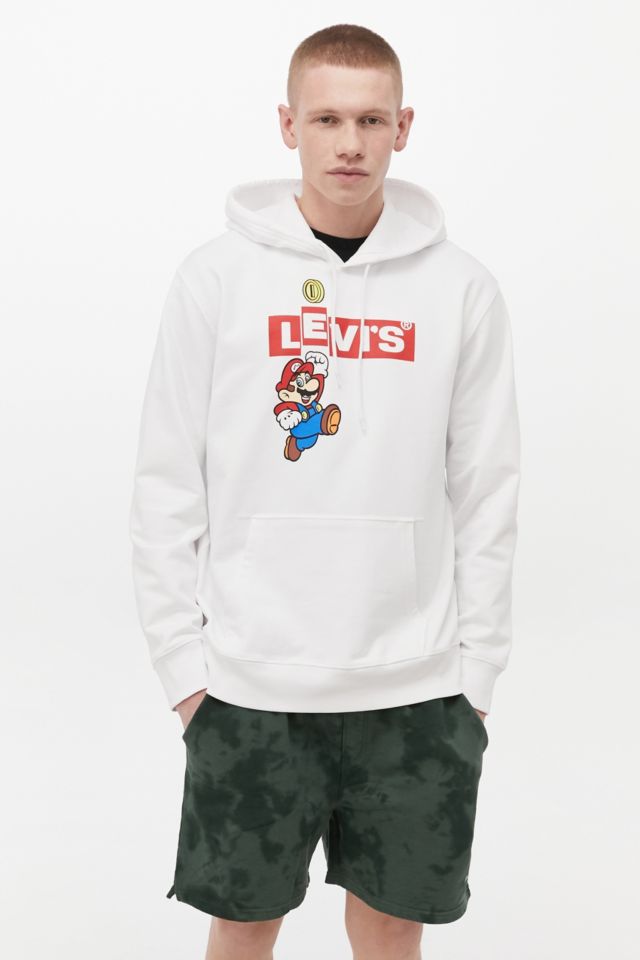 Levi s Mario Box Logo White Hoodie Urban Outfitters UK