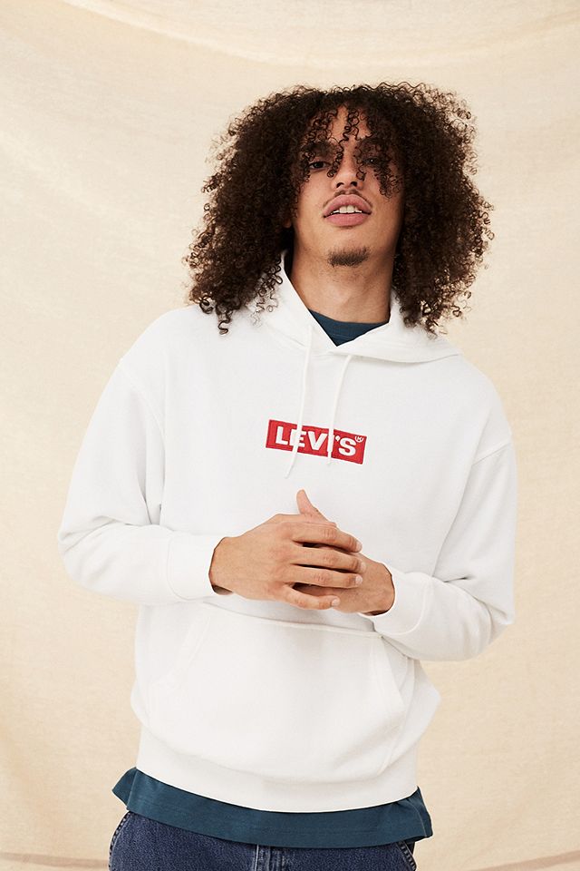 Levi's White Relaxed Graphic Box Tab Hoodie | Urban Outfitters UK