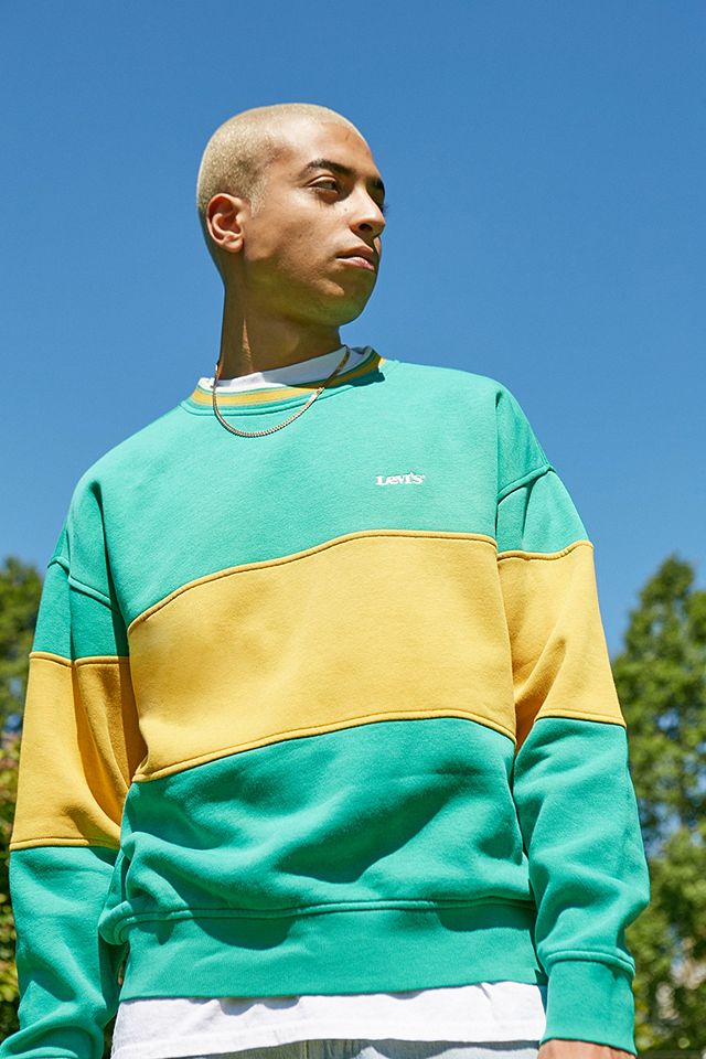 Levi's Green Alhambra & Yellow Colour-Block Sweatshirt | Urban Outfitters UK
