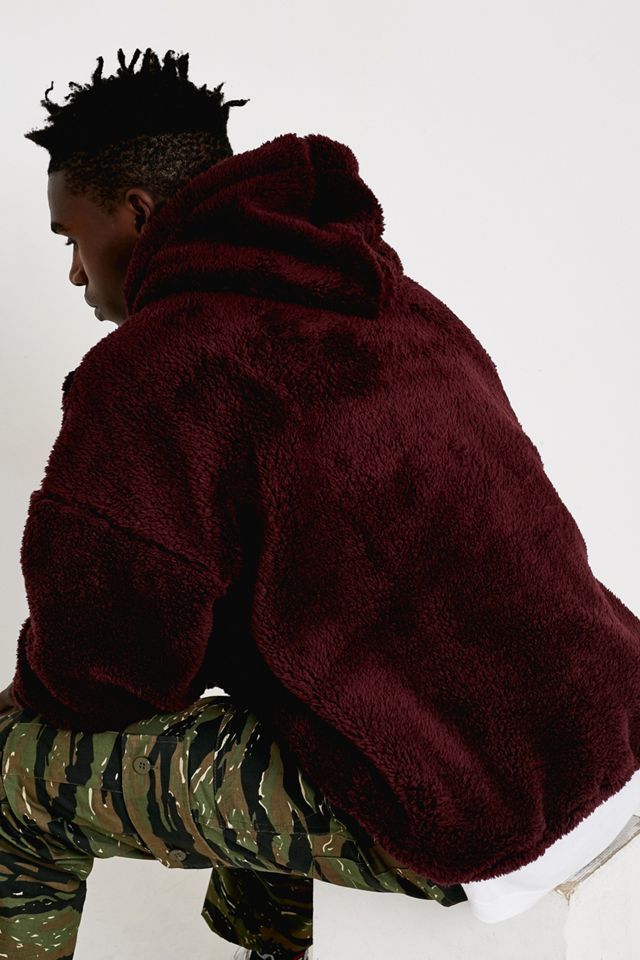 Urban Outfitters – Hoodie aus Teddyplüsch in Pflaumenblau #3