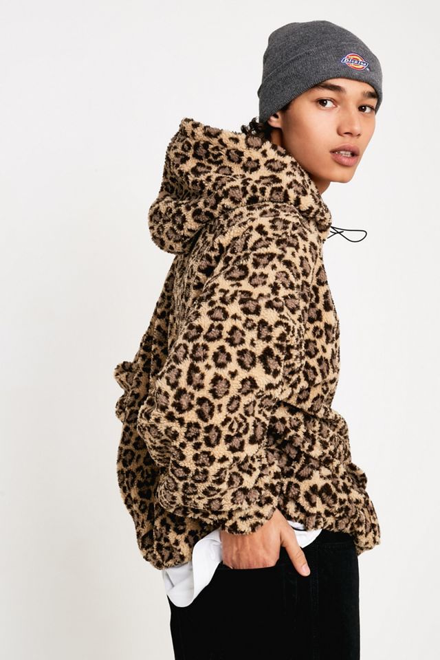UO Felpa con cappuccio in pile stampa leopardata #3