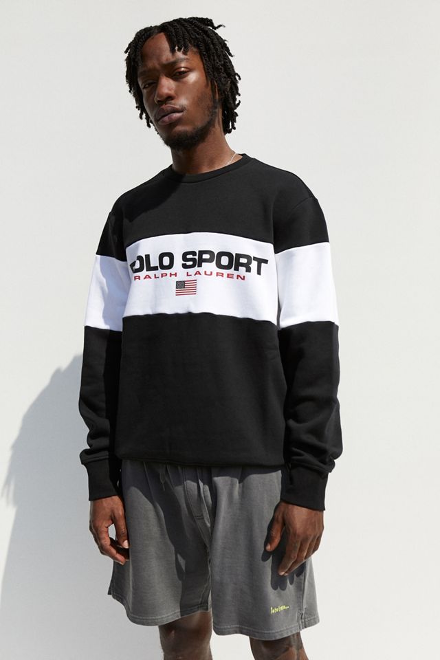 Polo Ralph Lauren Black & White Sport Colour-Block Logo Sweatshirt #1