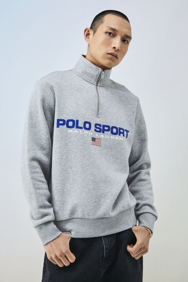 Polo Ralph Lauren Grey Polo Sport Quarter Zip Sweater | Urban Outfitters UK