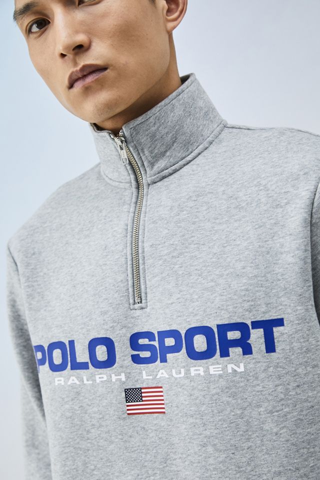 Polo Ralph Lauren – Sweatshirt „Polo Sport“ in Grau mit kurzem Reißverschluss #1