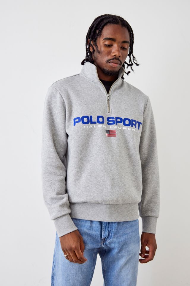 Polo Ralph Lauren Grey Mock Neck Sweatshirt | Urban Outfitters UK