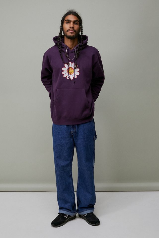 OBEY - Sweat à capuche Lie de vin à motif marguerite  #1