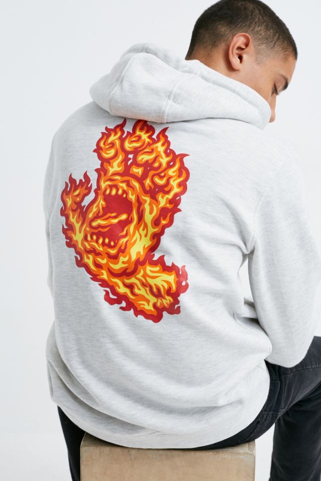 Santa Cruz Flame Hand Grey Hoodie Urban Outfitters UK