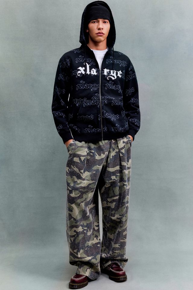 Felpa con cappuccio e zip nera con stampa del logo XLARGE #1