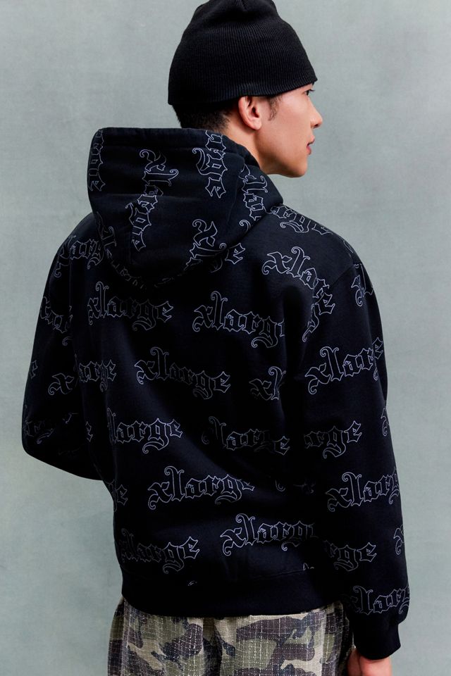 XLARGE Black Logo Print Zip-Through Hoodie | Urban Outfitters UK