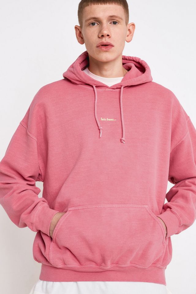 iet frans... - Sweat à capuche brodé rose fluo #1