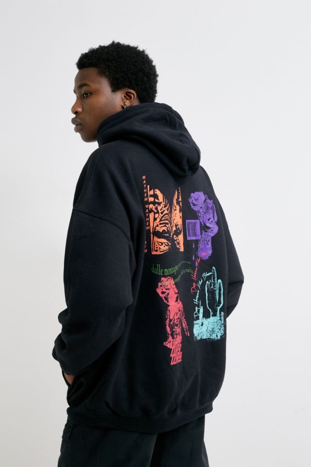 UO Black Neon Print Hoodie