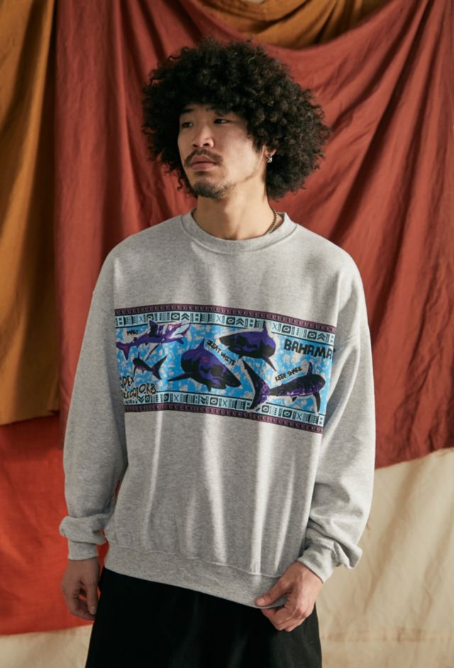 UO Grey Shark Placement Sweatshirt Urban Outfitters UK