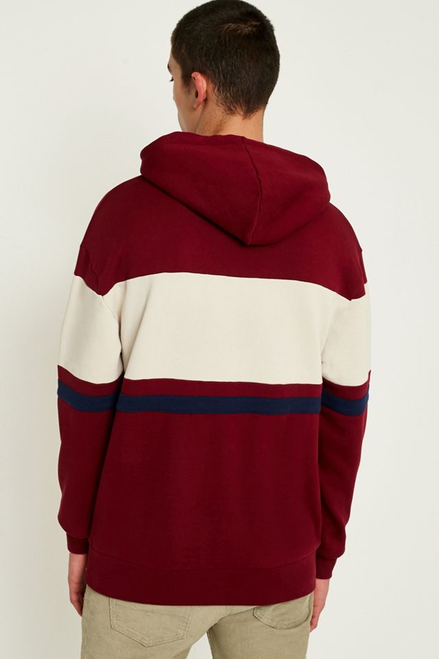 Sudadera con capucha UO Burgundy y Masilla contrastante #4
