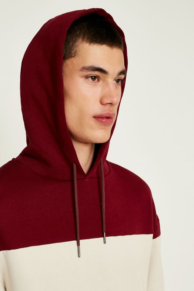 Sudadera con capucha UO Burgundy y Masilla contrastante #5
