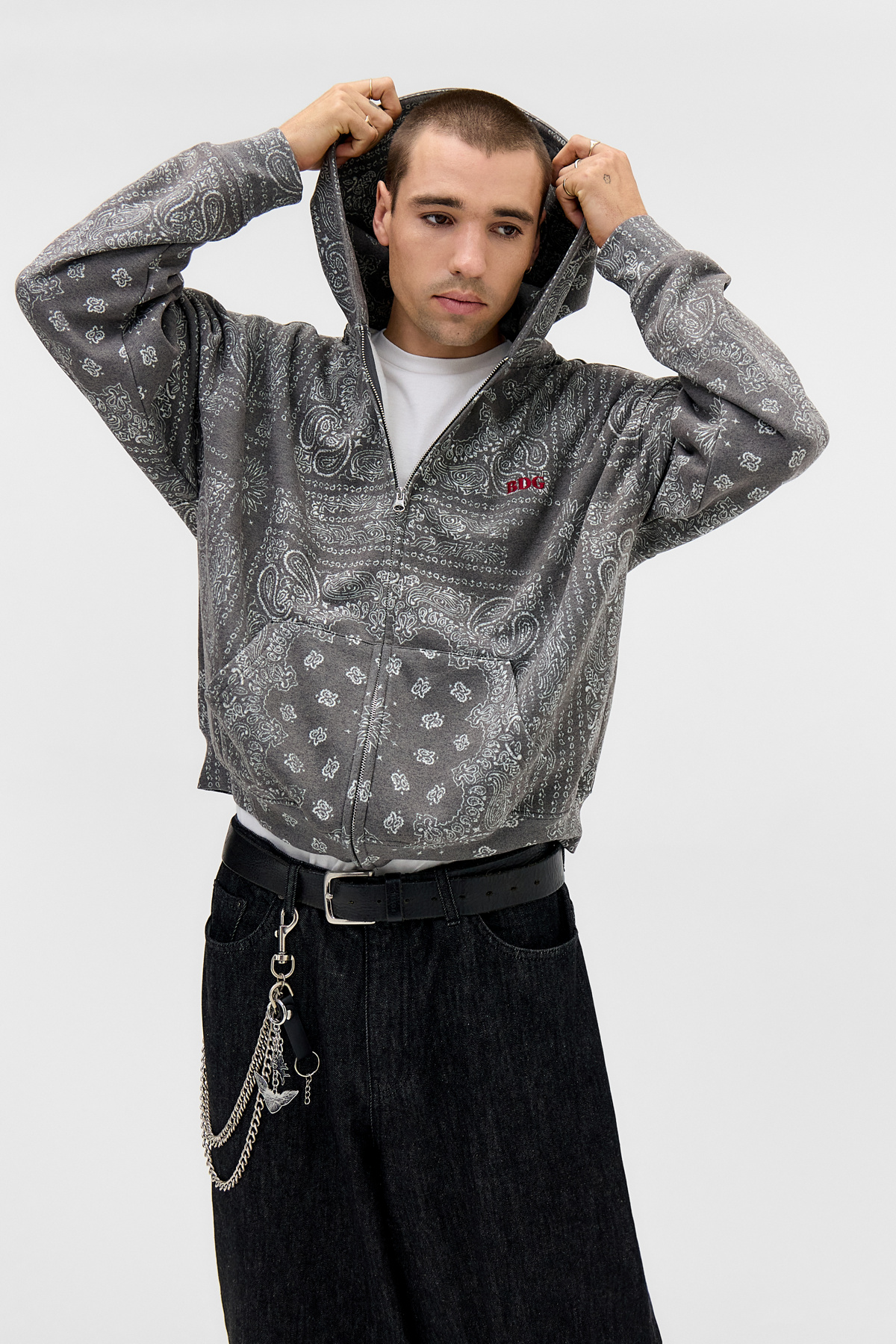 BDG Bandana Print Zip-Through Hoodie