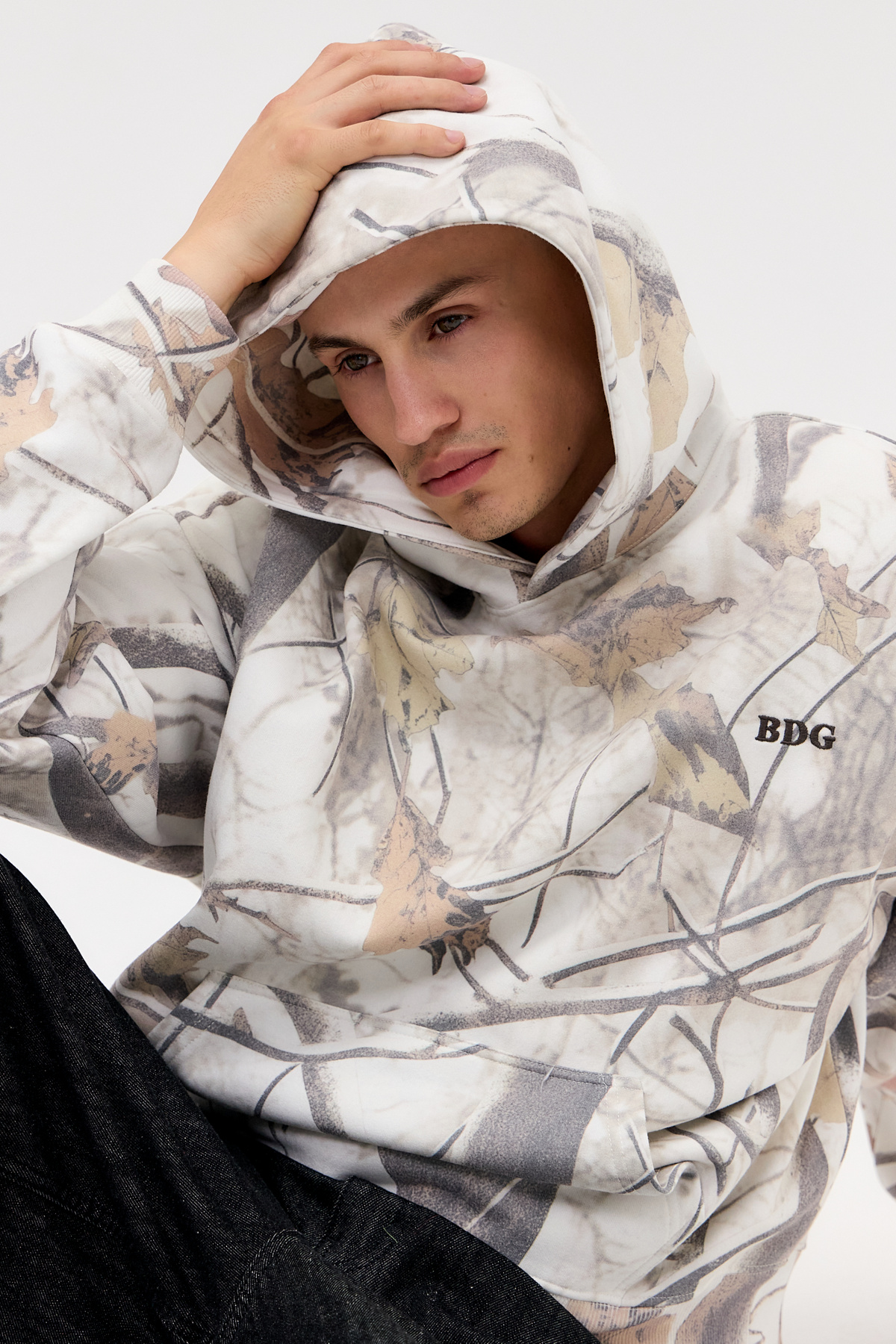 BDG White Bark Camo Hoodie