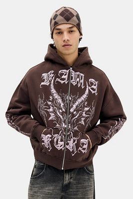 Sweat à capuche zippé UO Brown Dragon