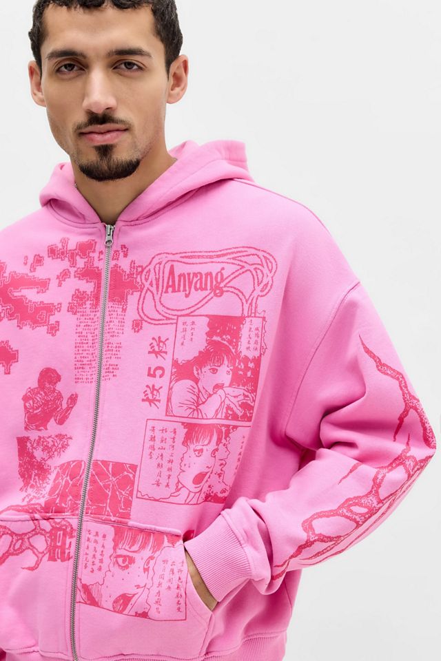 Sweat à capuche zippé rose grunge UO #1