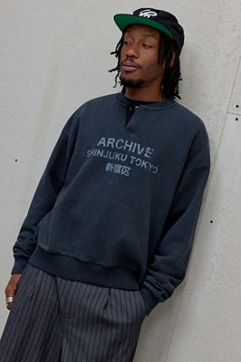 Archivis Black Henley Sweatshirt