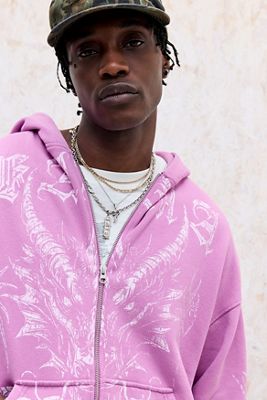 UO Pinker Drachen Zip-Kapuzenpullover
