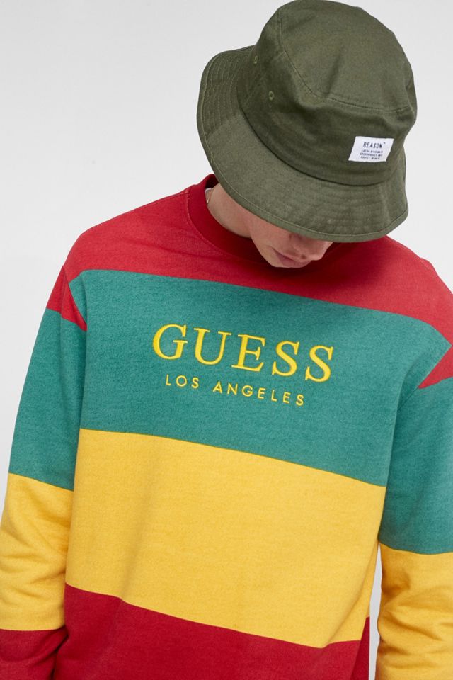 Sweatshirt ras de cou GUESS Originals Finch rouge, vert et jaune #1
