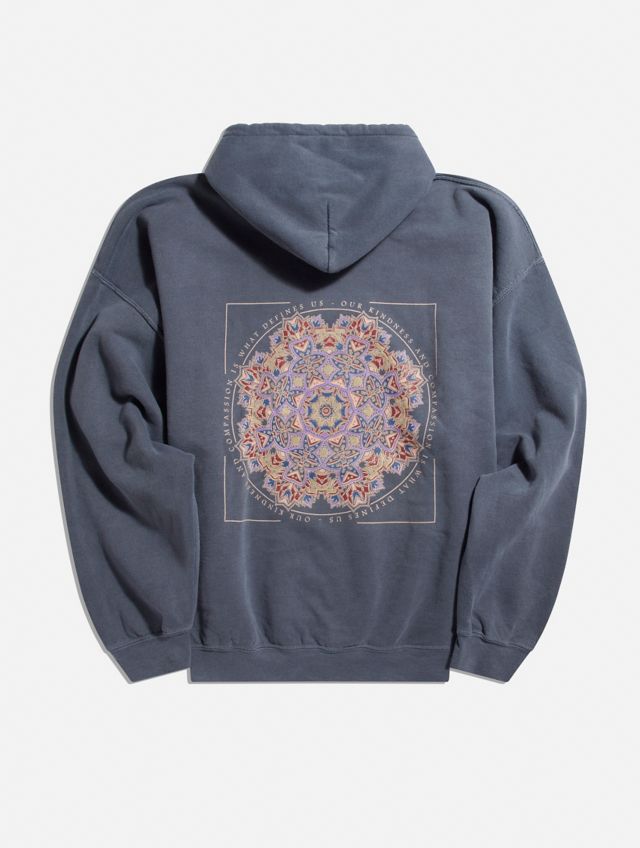 Wilderness Recycled Cotton Printed Hoodie Blue Coral Geo Pattern