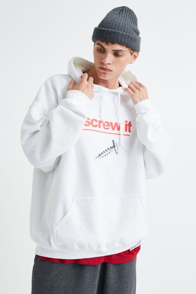 UO Screw It White Hoodie | Urban Outfitters UK