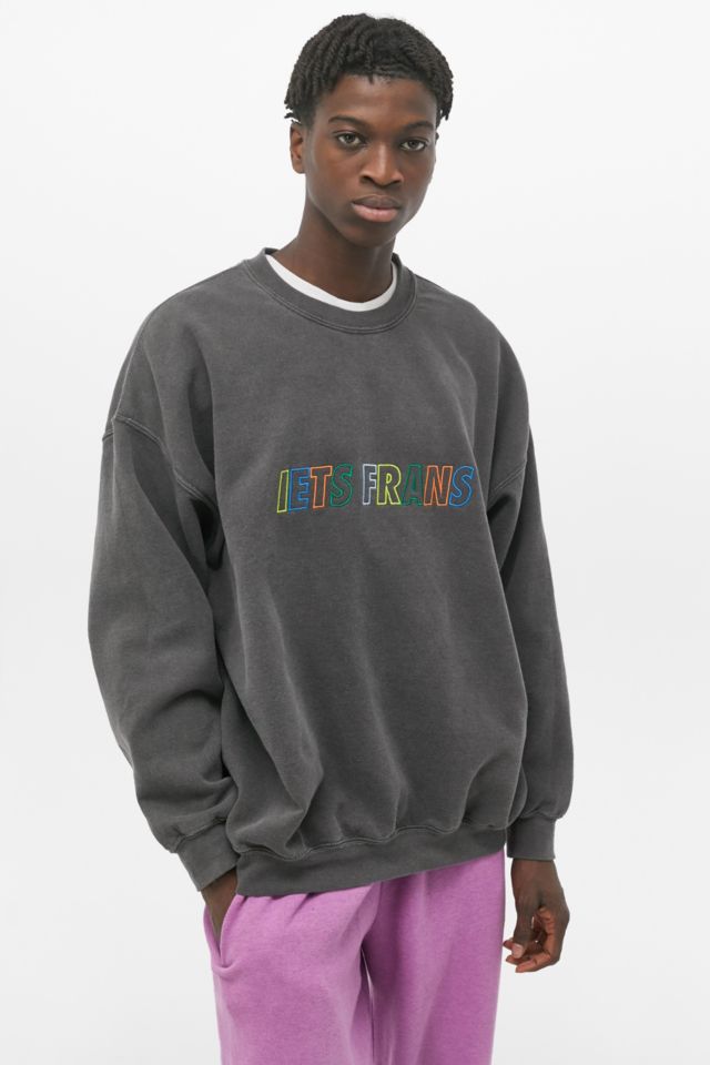 iets frans… Rainbow Embroidered Washed Black Crew Neck Sweatshirt ...