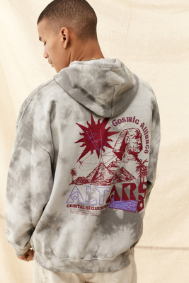 Sweat à capuche noir gris tie-dye, pull homme femme adulte