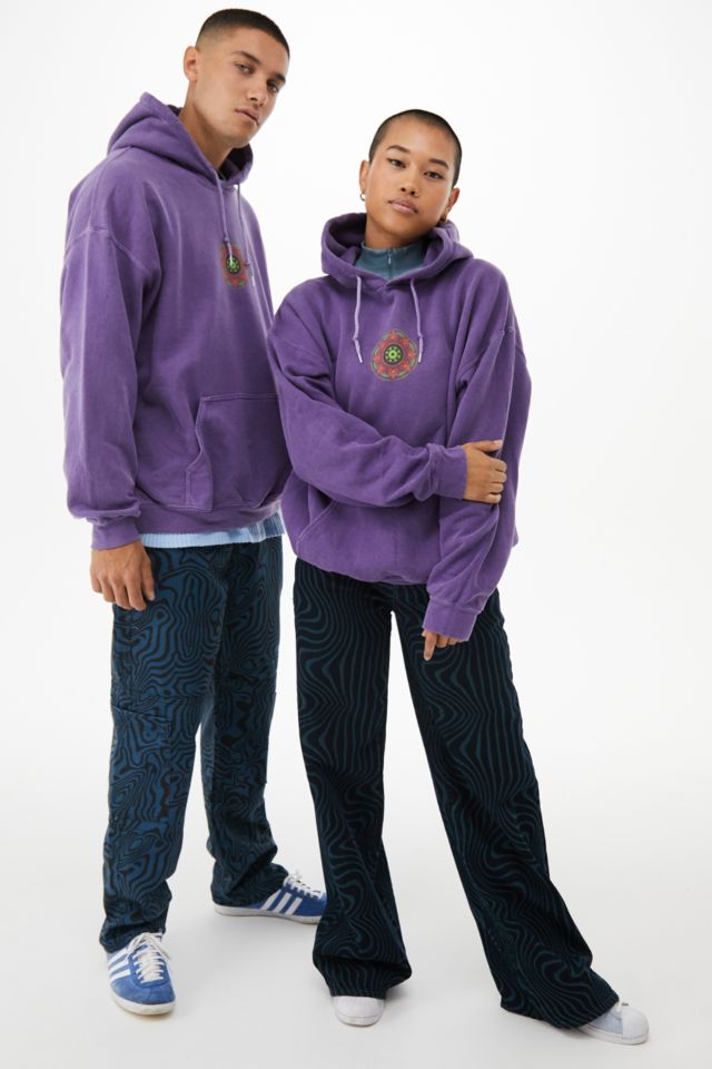 UO Washed Purple Airbrushed Geo Graphic Hoodie