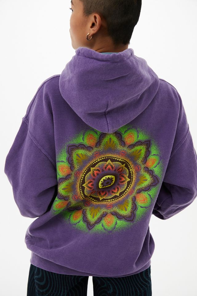 UO Washed Purple Airbrushed Geo Graphic Hoodie #2