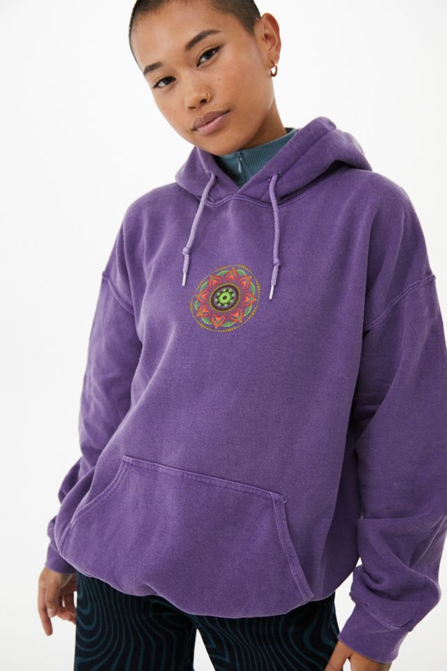 UO Washed Purple Airbrushed Geo Graphic Hoodie #4