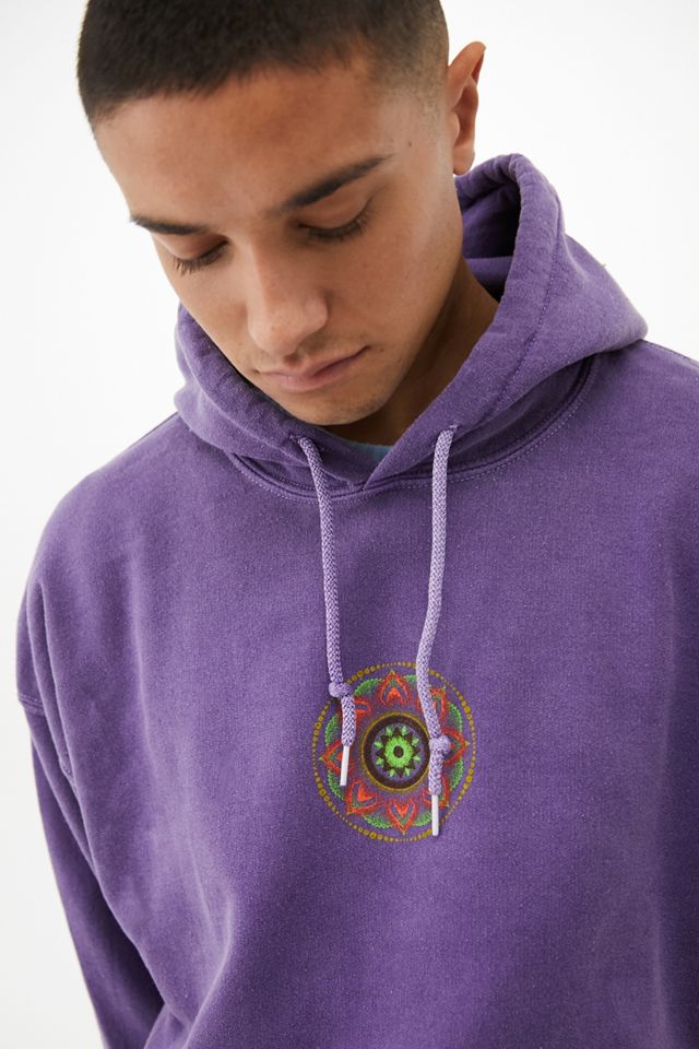 UO Washed Purple Airbrushed Geo Graphic Hoodie #5