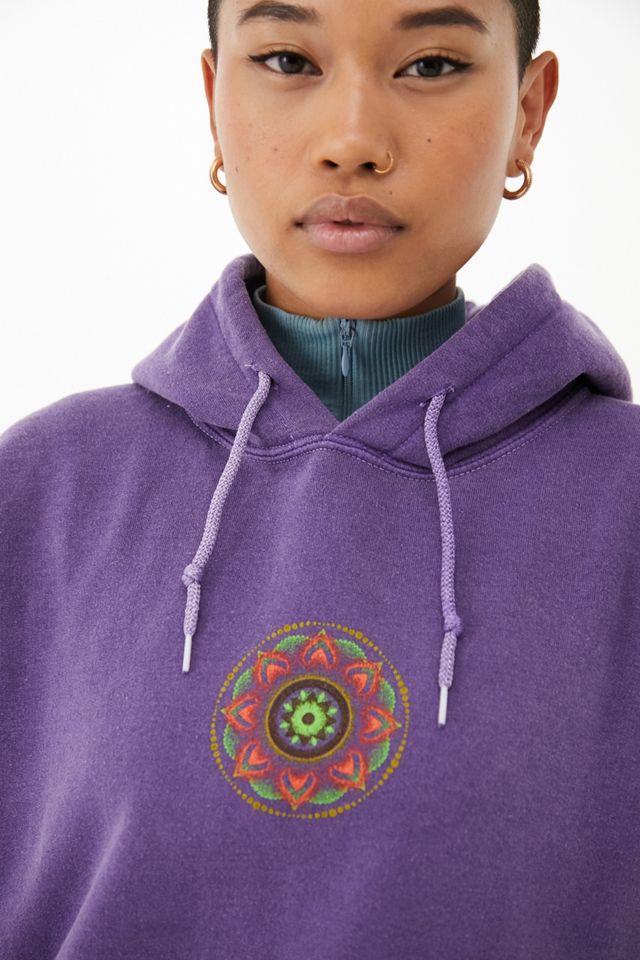 UO Washed Purple Airbrushed Geo Graphic Hoodie #6