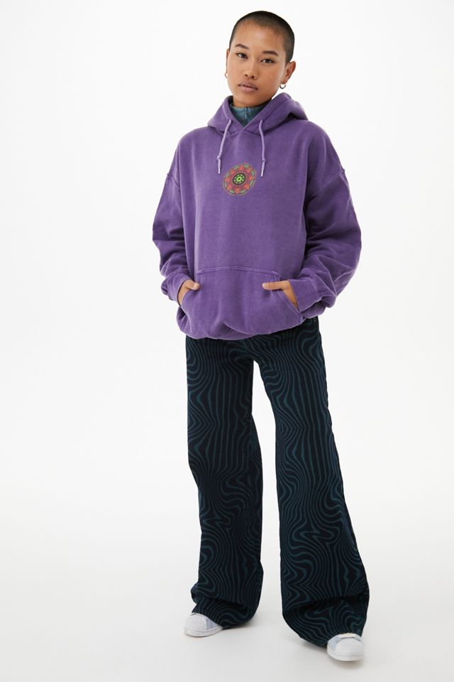 UO Washed Purple Airbrushed Geo Graphic Hoodie #8