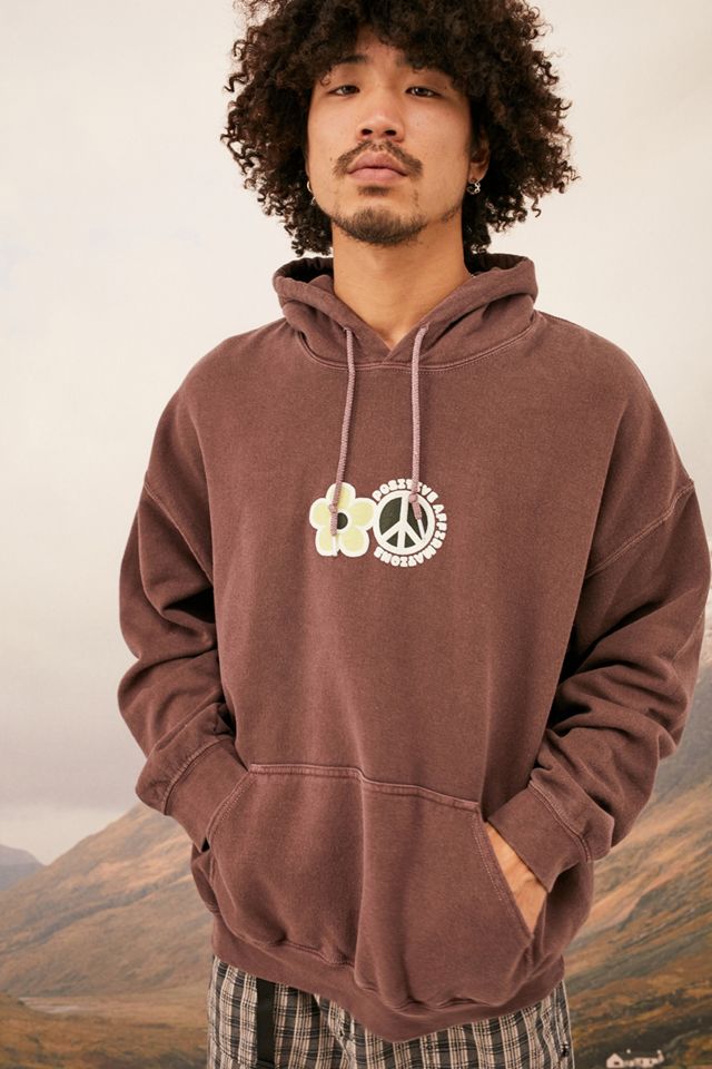 UO Brown Peace Flower Hoodie | Urban Outfitters UK