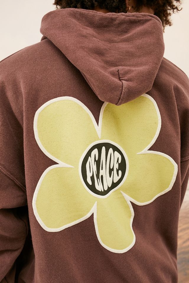 UO Brown Peace Flower Hoodie | Urban Outfitters UK