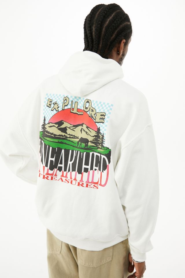 UO Off White Worlds To Explore Hoodie