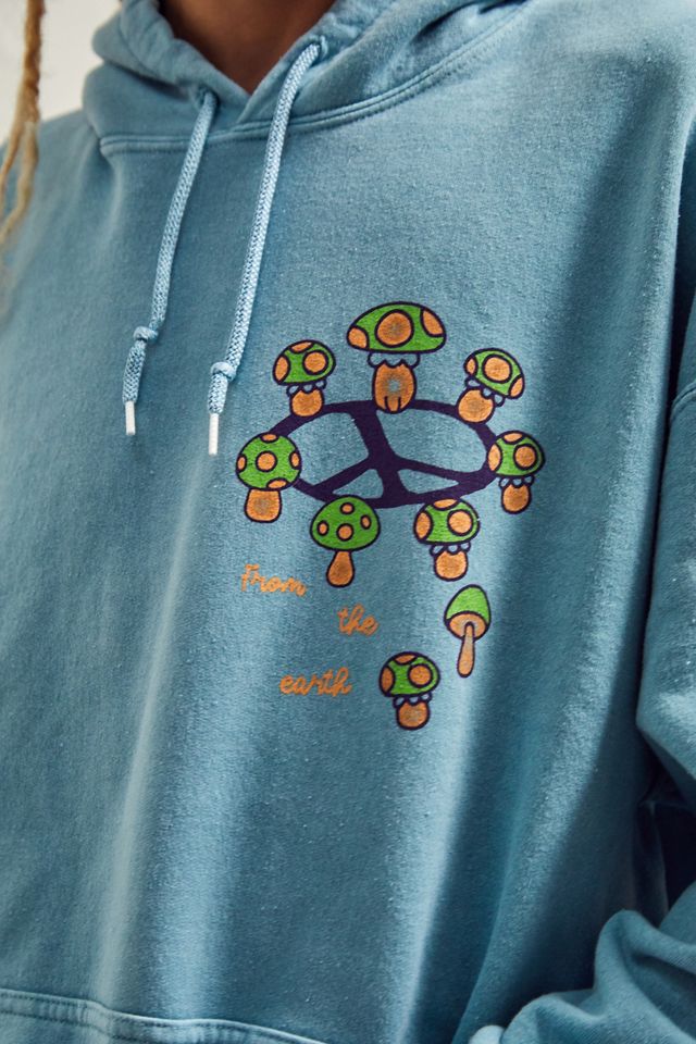 Felpa con Cappuccio UO Blue Mushroom Peace #1