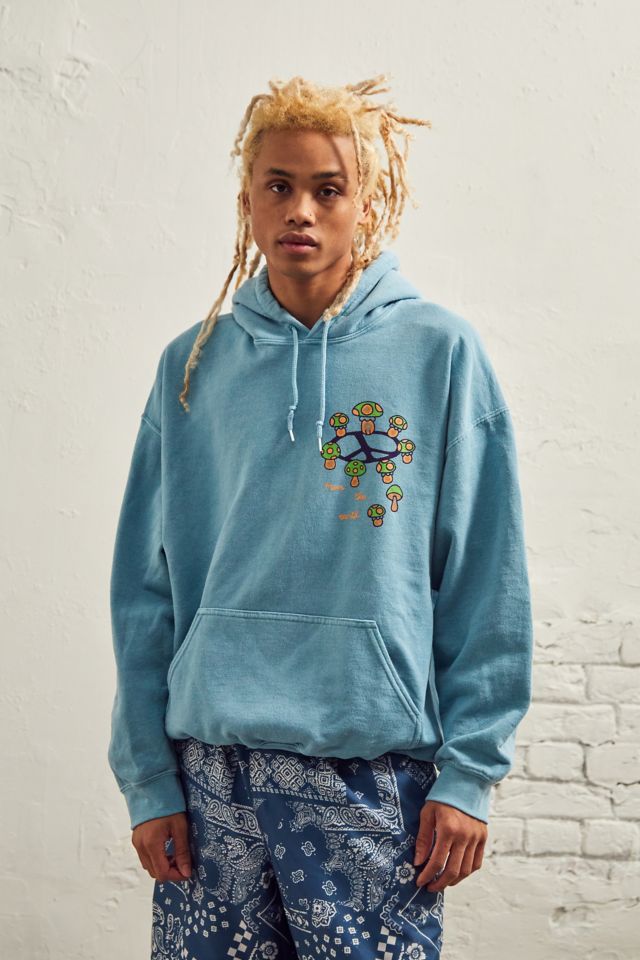 UO Blue Mushroom Peace Hoodie Urban Outfitters UK