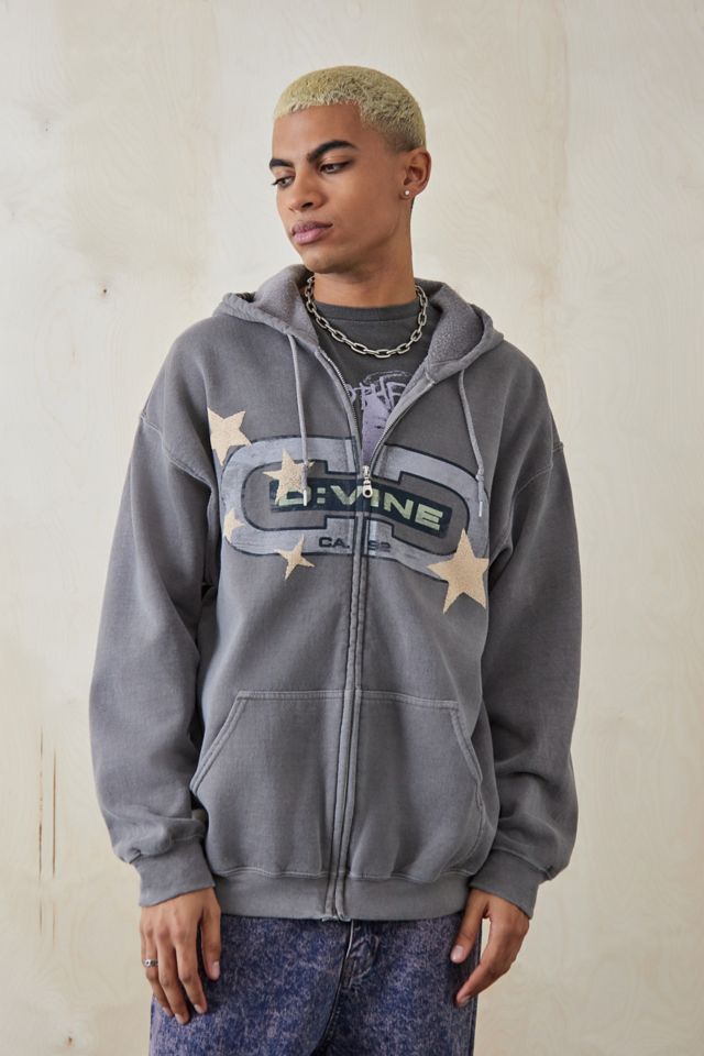 UO Grey Divine Zip Through Hoodie