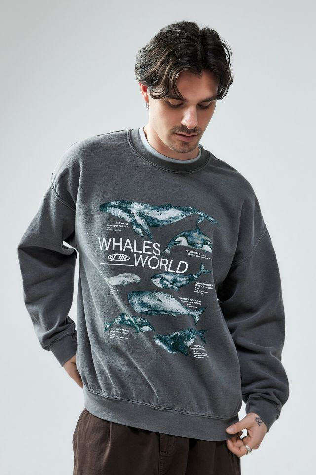 UO Overdyed Black Whales World Sweatshirt