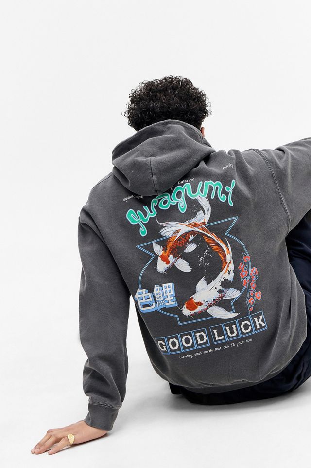 UO Black Good Luck Fish Hoodie #4