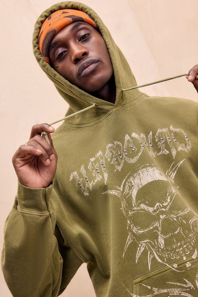 Sudadera con Capucha UO Caqui con Calaveras Tachonadas #1